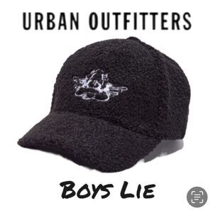 NEW Boys Lie Women's Black Sherpa Baseball Cap Hat